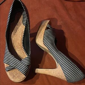 Charlotte Russe Striped Black and White Heels